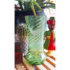 Antik Glas Vase Håndmalet [Mary Gregory] Grønt Glas