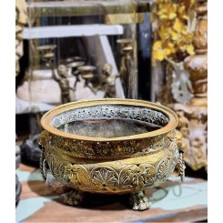 Antik Fransk Jardiniere med Løvehoveder og -fødder (NAPOLEON III)