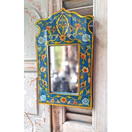 Gammelt Spejl med Glasmaleri [37x22cm]