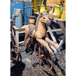 Antik Victoriansk Håndlavet Træhest Trehjulet Cykel