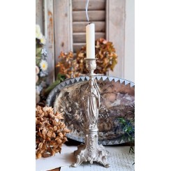 Antik MARIA lysestage [H27,5cm] 'SØLV'