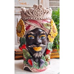 Hovedvase Sultan Teste di Moro SOLSIKKER  [H30cm] Handmade