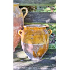 Antik Fransk Confit Krukke GUL Glasur [H22cm] PROVENCE