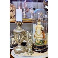 Italiensk 1800-tals Alterstage Kirkestage [Træ/Forsølvet] H34cm