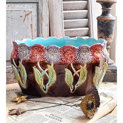 Stor Fransk Jardiniere Art Nouveau (H17x32cm) Blomster