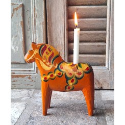 Gammel Dalar Træhest til Julelys (17cm)