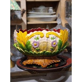 Stor Fransk Jardiniere Art Nouveau (H21xL32cm) FLORAL Stor Fransk Jardiniere Art Nouveau (H21xL32cm) FLORAL