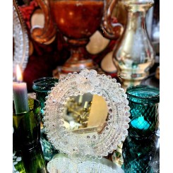 Fint Murano glasspejl KLARE Blomster [14x14cm] Bordmodel