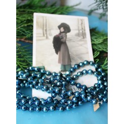 Antik Guirlande Glasperlekæde BLÅ [120cm]