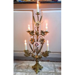 Fransk Kirkestage med 5-Lysarme H&oslash;ststage [H73cm] 1800'