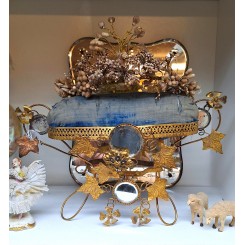 Antik Brudestol Pude Napoleon III [BL&Aring;] fra Glasglobe