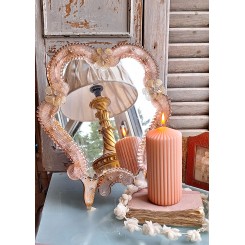 Gammelt Murano Spejl [34x29cm] Rosa/Guld *