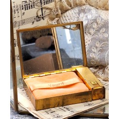 Gammel Kombi Pudder - L&aelig;bestift & Spejl (1950') Initialer