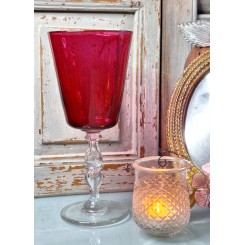 Stor Gammel Pokal Glas R&Oslash;D (H25cm)