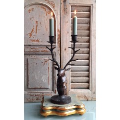 Antik Fransk Lysestage Kobber [H32,5cm] Kronhjort