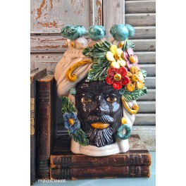Hovedvase Sultan Teste di Moro 'Fiori Colorati'  [H30cm] Handmade