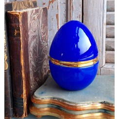 Stort Opalineskrin &AElig;G Bl&aring; 1930' [H15cm) Guldkant