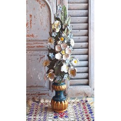 Antik Fransk Alterdekoration med Metalblomsterbuket [L48,5cm]