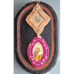 Gl. Klosterarbejde/Relikvie m. Glas (3-4) Pr. stk