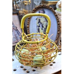 GL. Fransk Fil de fer Kurv til Vagtel&aelig;g - GUL