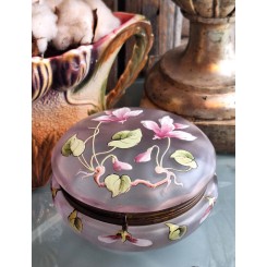 Art Nouveau Rosa Smykkeskrin Mundbl&aelig;st [H7,5x&Oslash;12cm] Emalje dekoration*