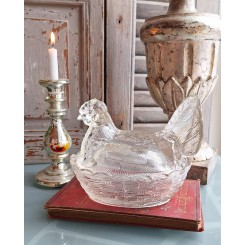 Antik Bonbonniere &AElig;GGEH&Oslash;NE Klart Glas (13x15cm) 