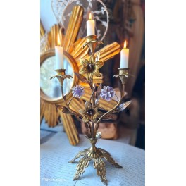 Fransk 3-Armet Kirkestage Blomster SYREN [H39,5cm] 