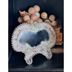 Specielt Murano-spejl Sartgr&oslash;nne Blomster [18x22cm] Bordmodel