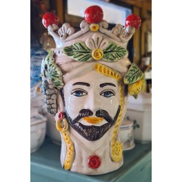 Teste di Moro Hovedvase Sultan Krone 'Limoni Uva' [H29cm] Handmade