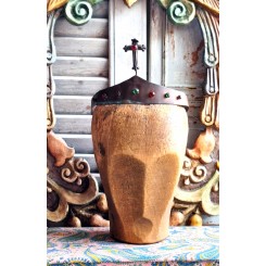 Antik Fransk Processionskrone Med Kors og Kul&oslash;rte Sten