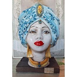 Teste di Moro Hovedvase Donna 'Barocco blu' [H30cm] Handmade