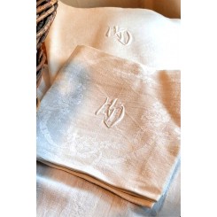 Franske Servietter Damask med Broderi HD [63x63cm] |Pr. stk