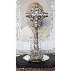 Stort Fransk Krucifiks S&Oslash;LV [38x15cm] Antik 