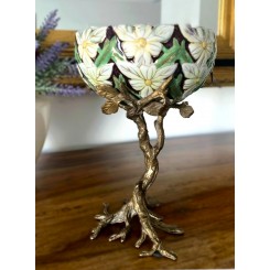 Art Nouveau Sk&aring;l p&aring; 'F&oslash;dder' Porcel&aelig;n Bronze [20,5cm]