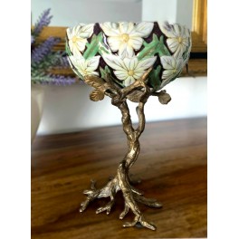Art Nouveau Sk&aring;l p&aring; 'F&oslash;dder' Porcel&aelig;n Bronze [20,5cm]