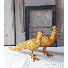 Gl. Guld Fasaner Metalfigurer [10x22cm] PAR