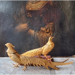 Gl. Fasaner Metalfigurer 'GULD' [14x31/32cm] Par