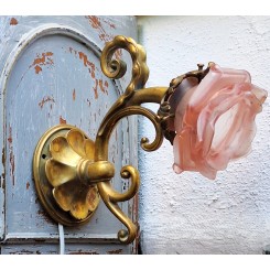 Fransk Lampe Rosa Opalineglas-sk&aelig;rm [H21,5x21cm] 1900'