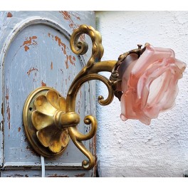 Fransk Lampe Rosa Opalineglas-sk&aelig;rm [H21,5x21cm] 1900'