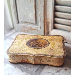 Art Nouveau Stof&aelig;ske Brokadestof m. Billede [H7x28,5x20cm] 1800'