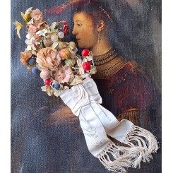 Sj&aelig;lden Antik Brudebuket m. Blomster Glasfrugter & Sl&oslash;jfe