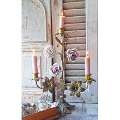 Fransk 1800-tals Kirkestage -3 Porcel&aelig;nsblomster [38,5cm] 
