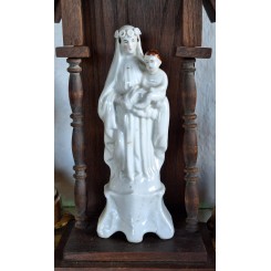 Antik Fransk Madonna med Jesusbarn [Porcel&aelig;n] H18cm