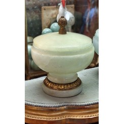 Smykkeskrin i Alabast med Messing Dekoration [H15x12,5cm] ~1920'
