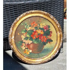 Art Nouveau Rundt Maleri Stilleben (1900) signeret