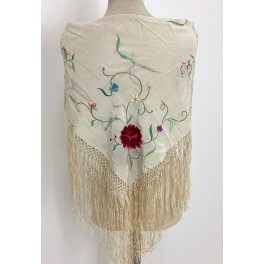 Antikt Silke Piano Sjal [1930'] Broderi