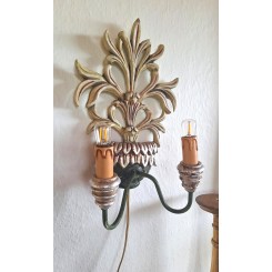 Antik Italiensk V&aelig;glampe i Metal og Tr&aelig; [H39x23cm]