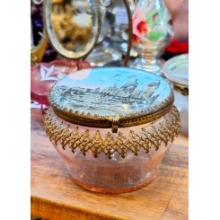 Antikt Smykkeskrin Glas + Messing "Paris, Sacr&eacute;-Coeur"