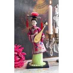 Vintage Geisha Dukke med Mandolin (H32cm) 