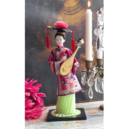 Vintage Geisha Dukke med Mandolin (H32cm) 
